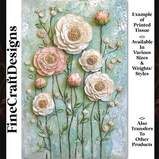 Texturierte Peonings, Hütte Garden BDL6 Decoupage Seidenpapier