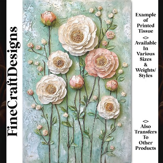 Texturierte Peonings, Hütte Garten BDR6 Decoupage Seidenpapier