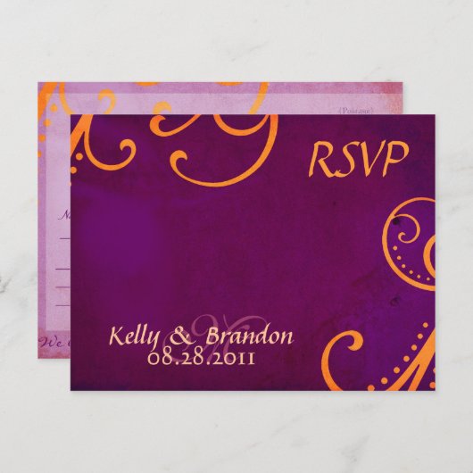 Texturierte Platte mit orangefarbenen Wirbel UAWG Einladungspostkarte (Vorne/Hinten)