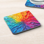 Texturierte Regenbogen-Swirlarbeit Getränkeuntersetzer (Linke Seite)