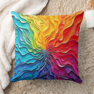 Texturierte Regenbogen-Swirlarbeit Kissen