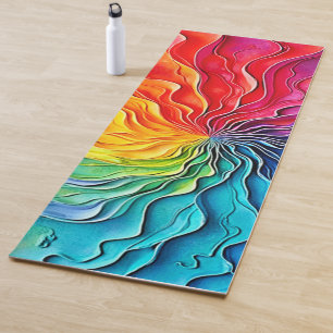 Texturierte Regenbogen-Swirlkunst Yogamatte