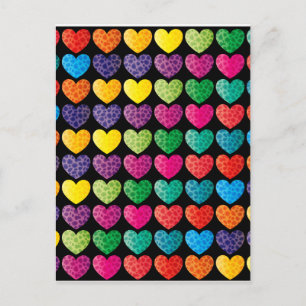 Texturierte Regenbogenherzen Postkarte
