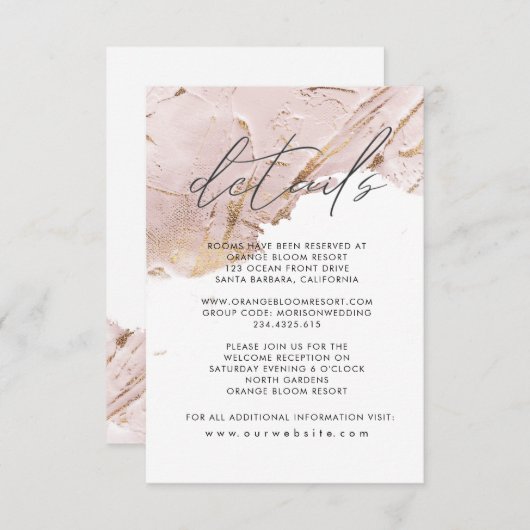 texturierte Rose Gold Imitate Folie Details Begleitkarte (Vorne/Hinten)