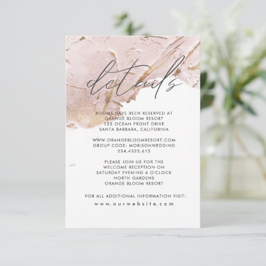 texturierte Rose Gold Imitate Folie Details Begleitkarte (Stehend Vorderseite)