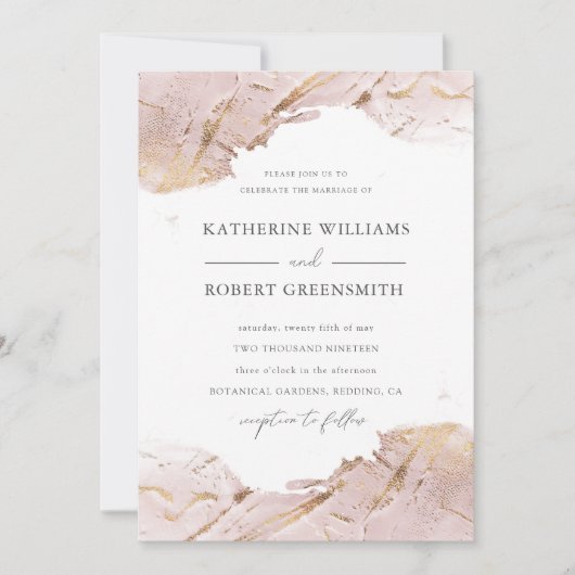 texturierte Rose Gold Imitate Folie elegant Hochze Einladung (Vorderseite)