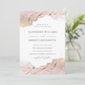 texturierte Rose Gold Imitate Folie elegant Hochze Einladung (Stehend Vorderseite)