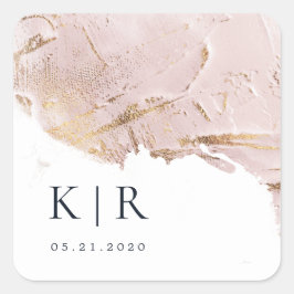 texturierte Rose Gold Imitate Folie Elegante Hochz Quadratischer Aufkleber