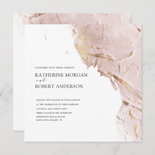 texturierte Rose Gold Moderne Hochzeitseinladung Einladung (Vorne/Hinten)