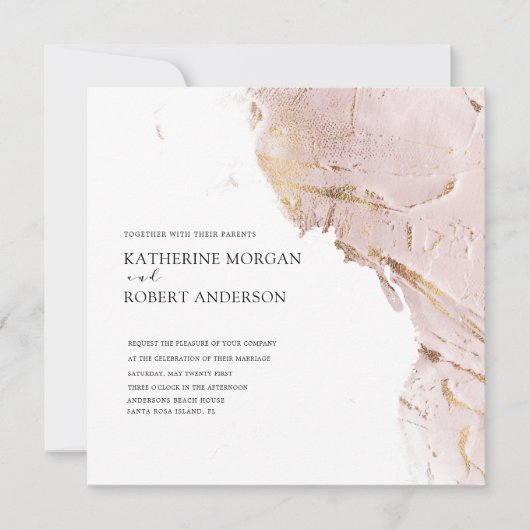 texturierte Rose Gold Moderne Hochzeitseinladung Einladung (Vorderseite)