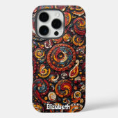 Texturierte Rot- und Gold-Wirbel Case-Mate iPhone Hülle (Rückseite)