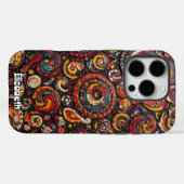 Texturierte Rot- und Gold-Wirbel Case-Mate iPhone Hülle (Rückseite (Horizontal))