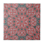 Texturierte rot-weiß-grau Symmetrische Geometrie Fliese (Vorderseite)