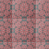 Texturierte rot-weiß-grau Symmetrische Geometrie Fliese