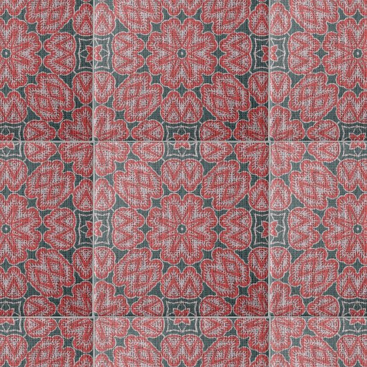 Texturierte rot-weiß-grau Symmetrische Geometrie Fliese