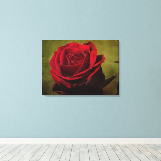 Texturierte Rote Rose - Leinwand (Insitu (Holzboden))