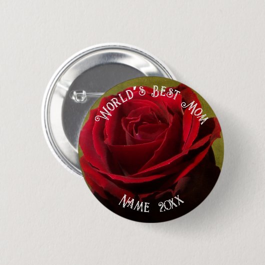 Texturierte rote Rose Muttertag Button (Vorne & Hinten)