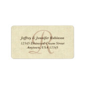 Texturierte Rustikale Creme, Monogramm, Rücksendea Adressaufkleber (Vorne)