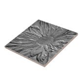 Texturierte Silver Daisy Floral Art Tile Fliese (Seite)