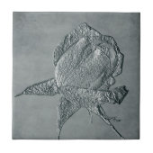 Texturierte Silver Rosenknospe Floral Art Tile Fliese (Vorderseite)
