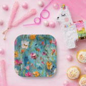 Texturierte Sommer-Blume Papierboxen Pappteller (Party)