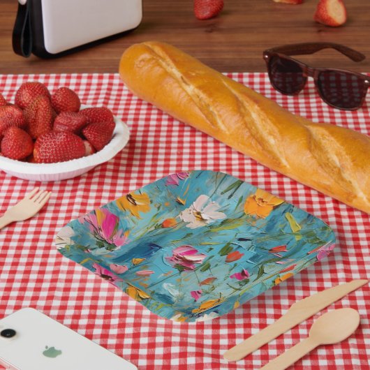 Texturierte Sommer-Blume Papierboxen Pappteller (Picknick)