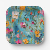 Texturierte Sommer-Blume Papierboxen Pappteller (Vorderseite)