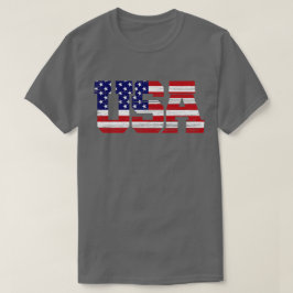 Texturierte USA Flaggentypografie T-Shirt