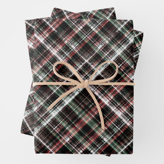 Texturierte Weihnachtsbartan. Geschenkpapier Set (Beispiel)