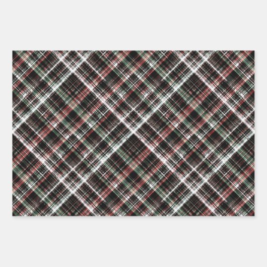 Texturierte Weihnachtsbartan.  Geschenkpapier Set (Vorderseite)