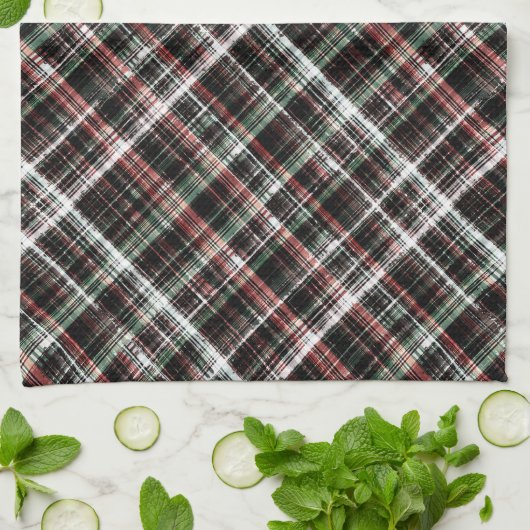 Texturierte Weihnachtsbartan. Geschirrtuch (Gefaltet)