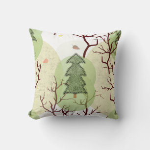 Texturierte Weihnachtsbäume und getrocknete Bäume. Kissen