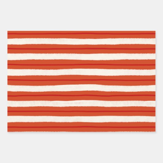 Texturierte Weihnachtsstreifen in rot und weiß Geschenkpapier Set (Vorderseite 2)