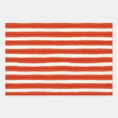 Texturierte Weihnachtsstreifen in rot und weiß Geschenkpapier Set (Vorderseite)