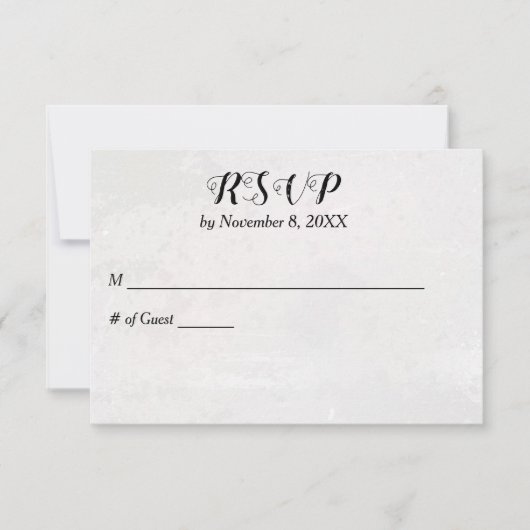 Texturierte weiße Hochzeit RSVP Karte (Vorderseite)
