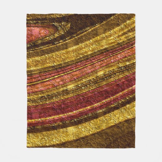 Texturierte Wellen abstrakte Dekoration goldene Fo Fleecedecke (Vorderseite)
