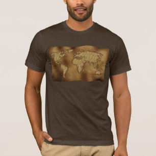Texturierte WORLD MAP auf Pergament T - Shirt