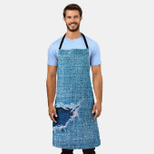 Texturierter Denim Hintergrund. Gewebebohrung Schürze (Getragen)