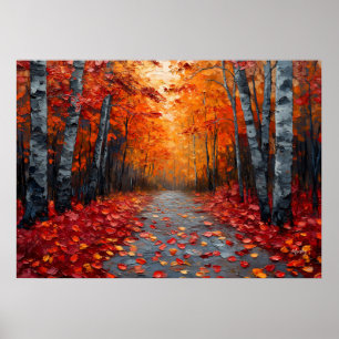 Texturierter Herbstwald-Kunstdruck für ein gemütli Poster