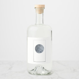 Texturierter Mond über Minimalistisches Design der Alkoholflaschenetikett