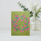 Texturierter rosa Blumenkranz Postkarte (Stehend Vorderseite)