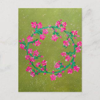 Texturierter rosa Blumenkranz Postkarte