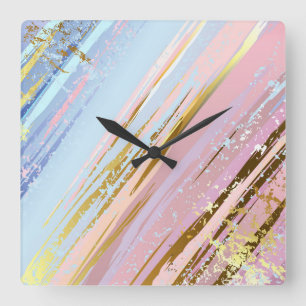 Texturierter rosa Hintergrund Quadratische Wanduhr