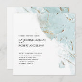 texturiertes blaues Gold, moderne Hochzeitseinladu Einladung (Vorne/Hinten)