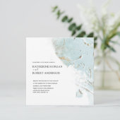 texturiertes blaues Gold, moderne Hochzeitseinladu Einladung (Stehend Vorderseite)