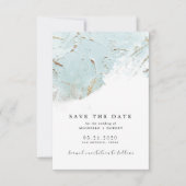 Texturiertes Blue-Gold-Foil-Foto Save the Date Einladung (Vorderseite)