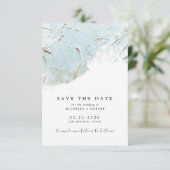 Texturiertes Blue-Gold-Foil-Foto Save the Date Einladung (Stehend Vorderseite)
