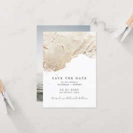 Texturiertes Foto aus Goldfolie Save the Date Einl Einladung