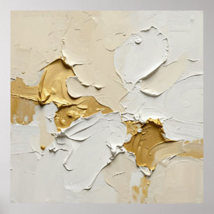 Texturiertes Gold-Impasto-Abstrakt in neutralen Tö Poster