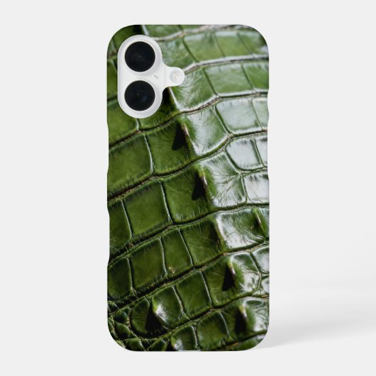 Texturiertes grünes Krokodilleder iPhone 16 Hülle (Rückseite)